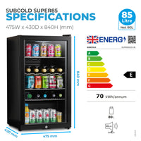 Thumbnail for Subcold Super 85 LED Beer Fridge - Black | Refurbished