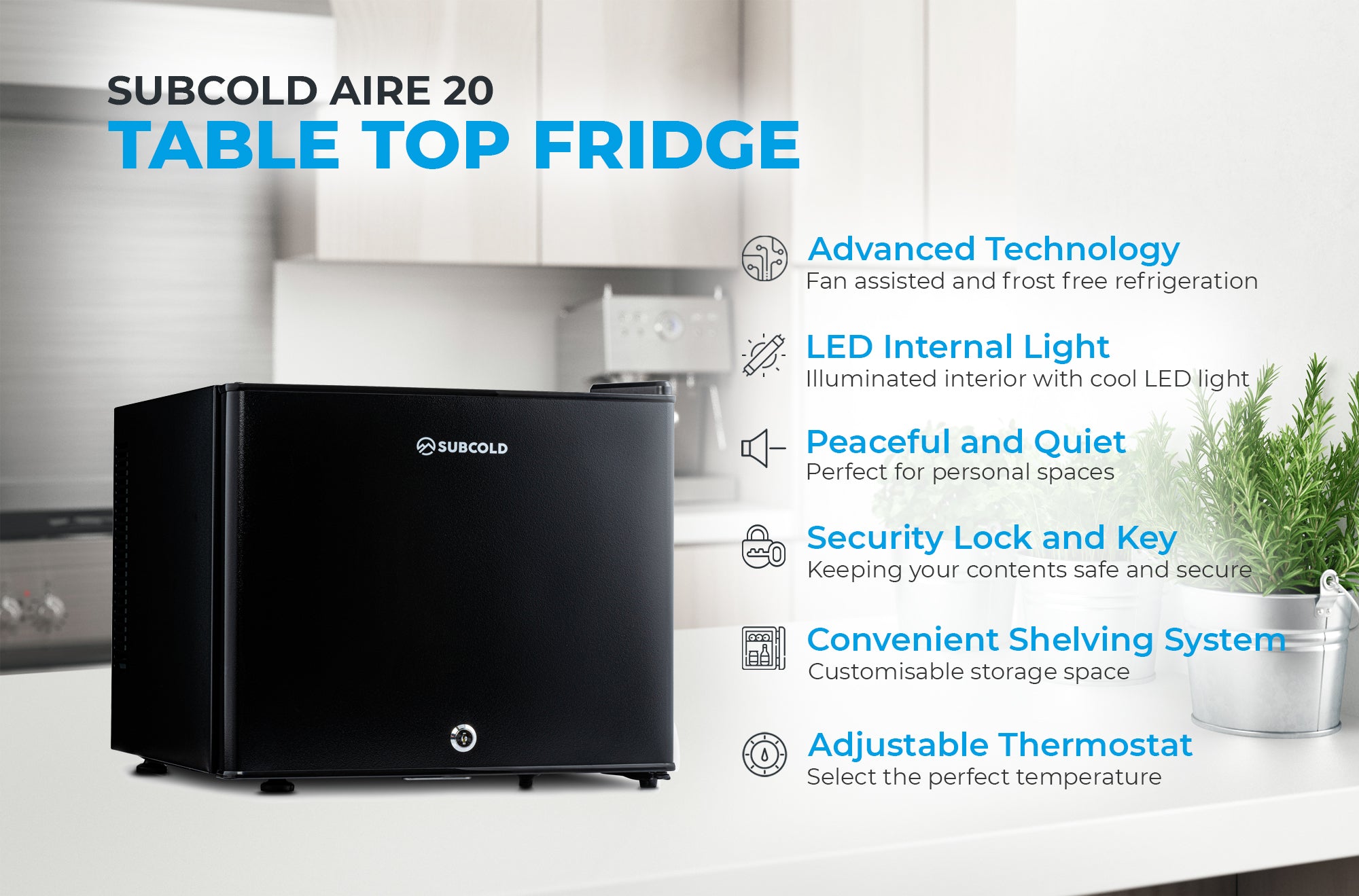 Subcold Aire20 LED Mini Fridge - Black | Refurbished