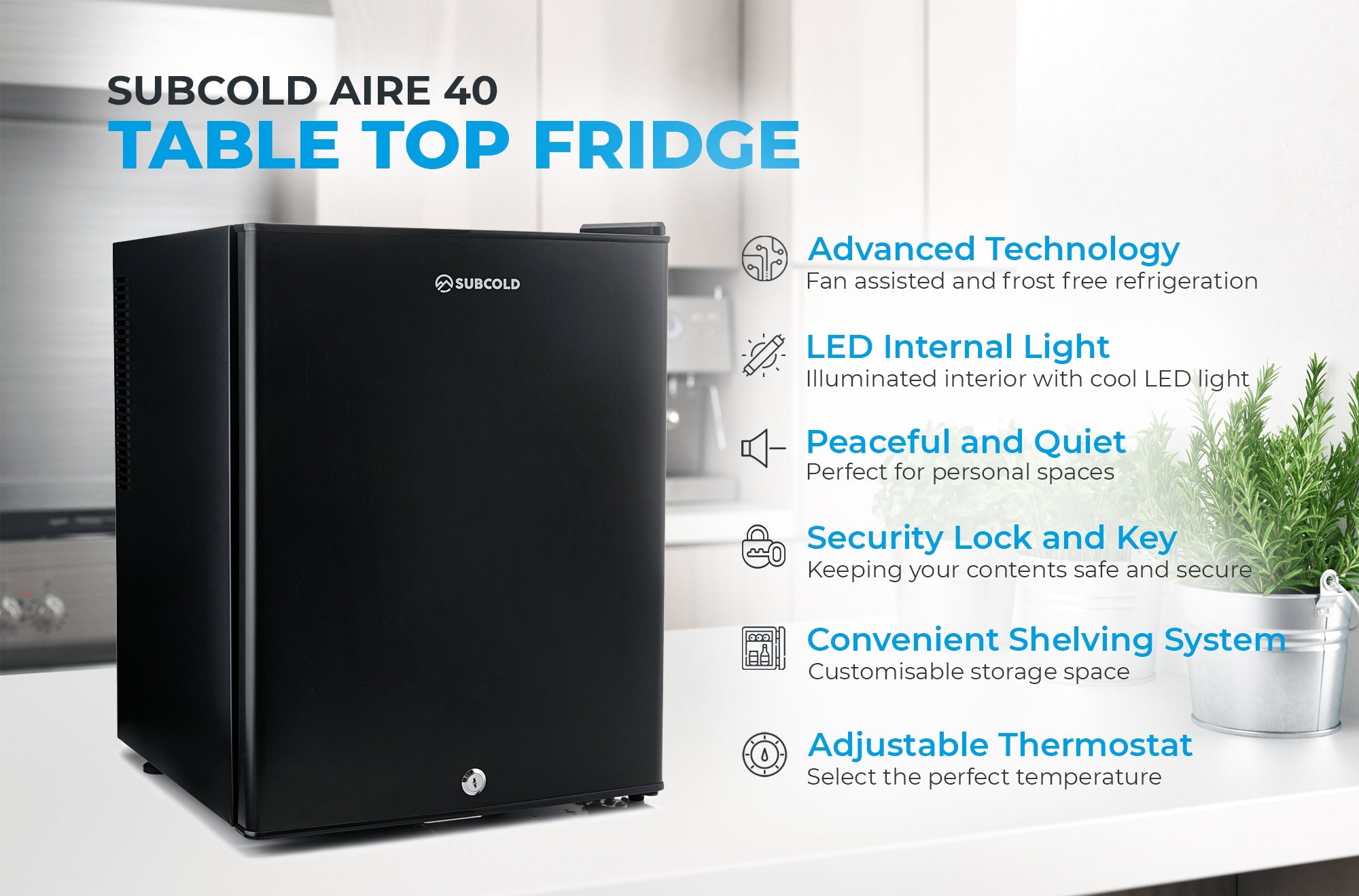 Subcold Aire40 LED Mini Fridge - Black | Refurbished