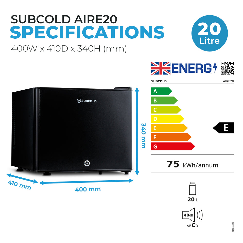 Subcold Aire20 LED Mini Fridge - Black | Refurbished