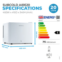 Thumbnail for Subcold Aire20 LED Mini Fridge - White | Refurbished