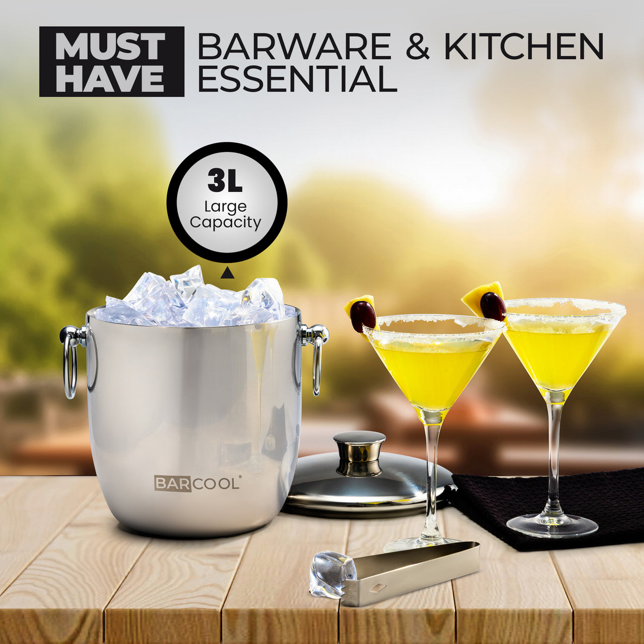 Barcool 3L Stainless Steel Ice Bucket