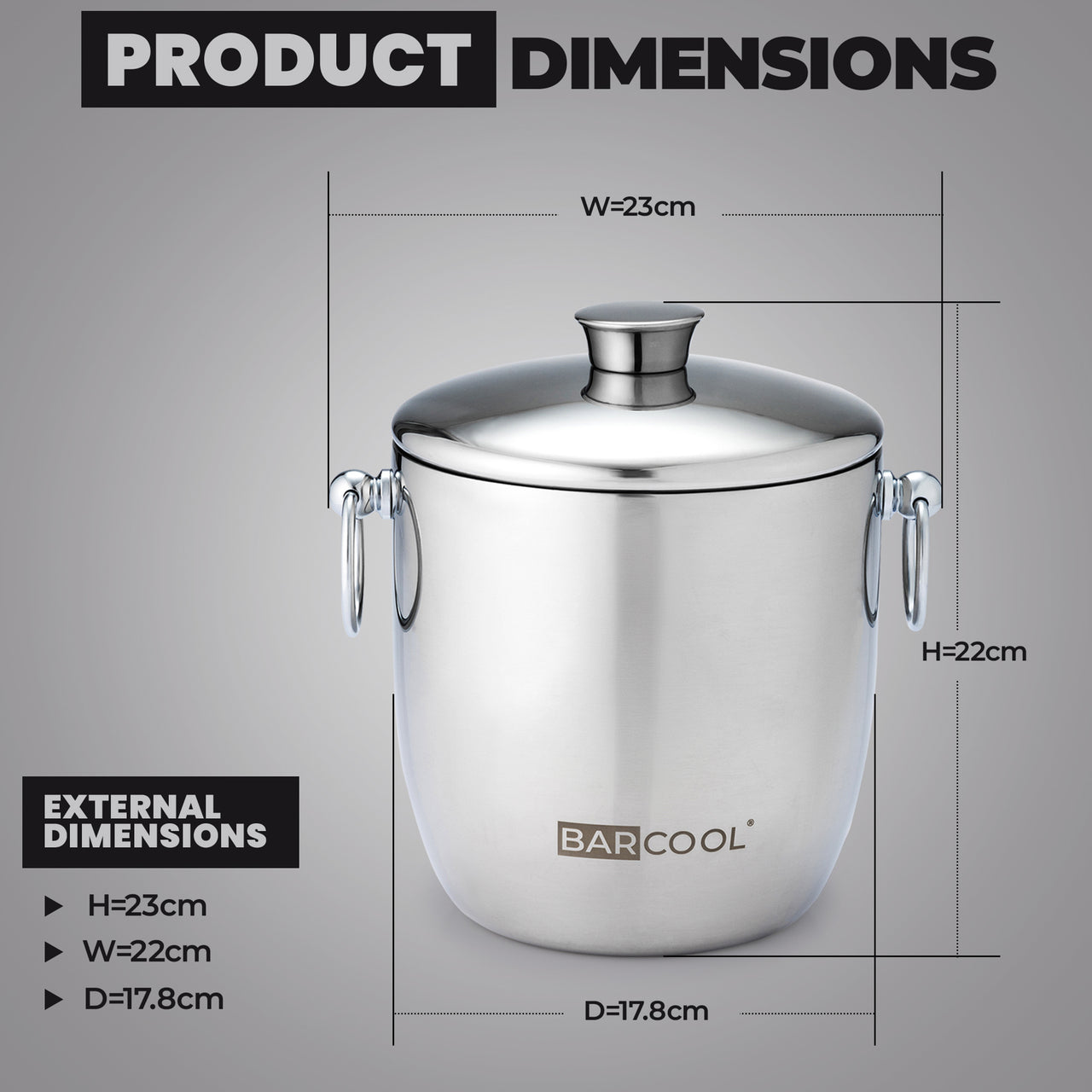 Barcool 3L Stainless Steel Ice Bucket