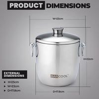 Thumbnail for Barcool 3L Stainless Steel Ice Bucket