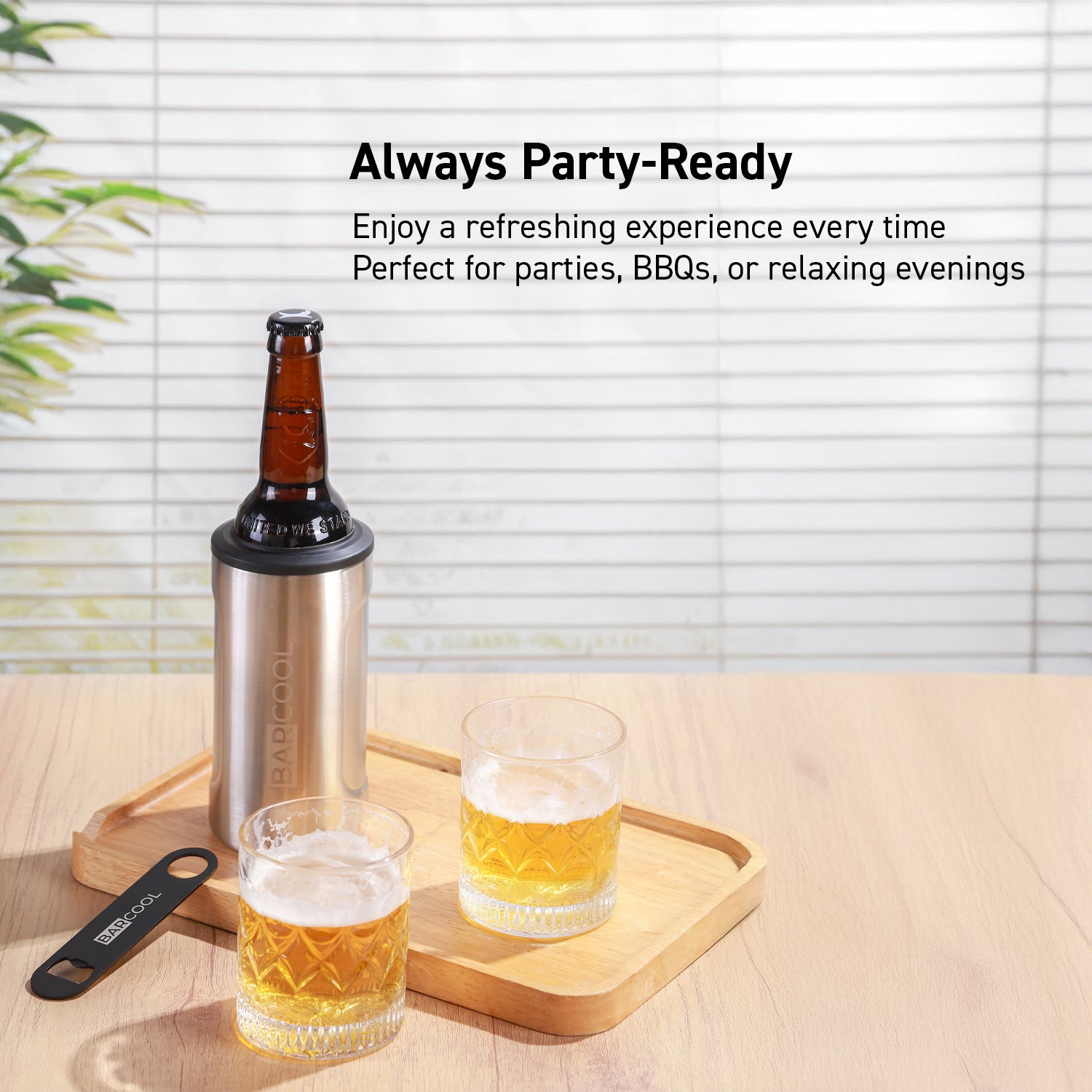 Barcool Insulated Beer Cooler and Tumbler with Opener SS