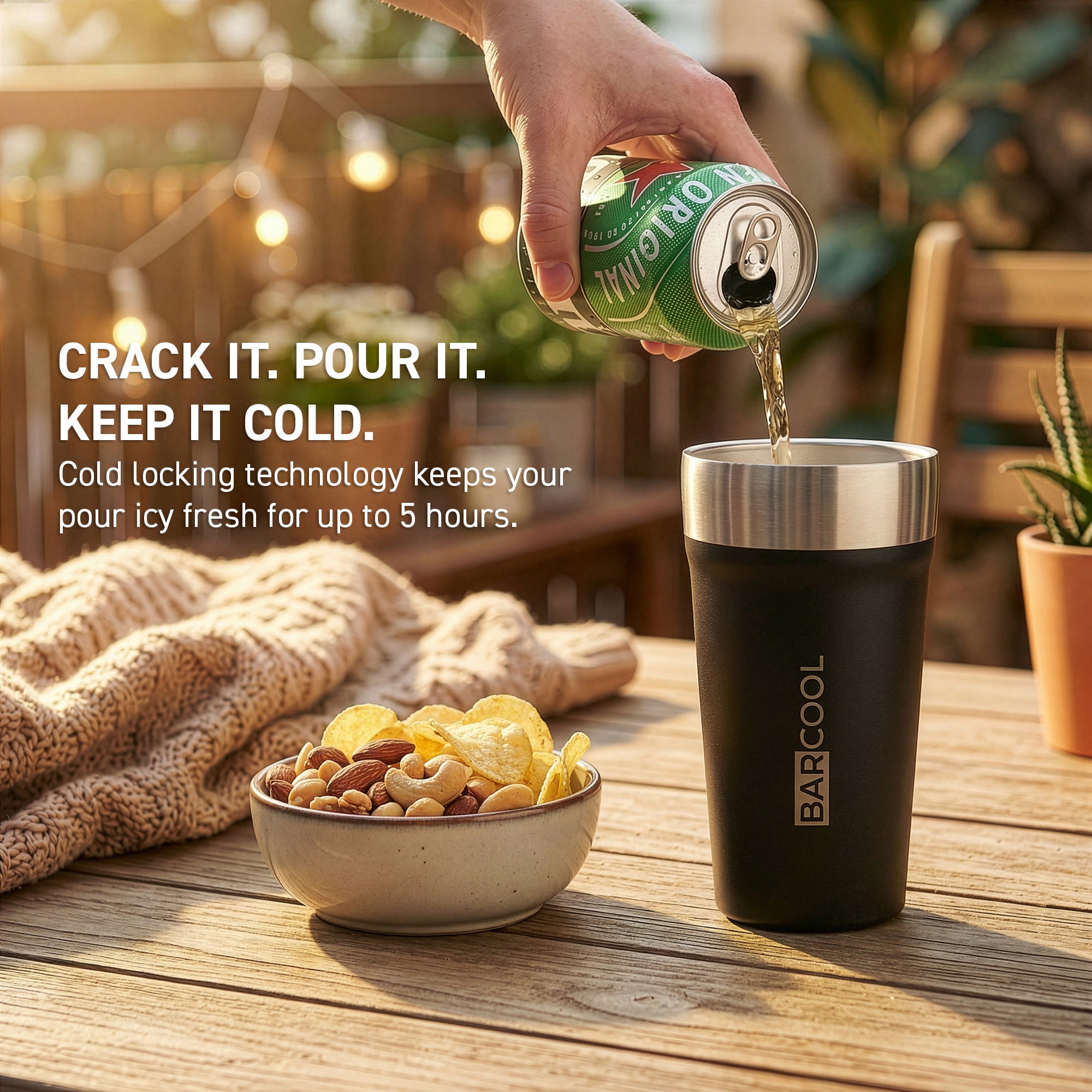 Barcool Stackable Beer Cup 600ml Black