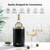 Thumbnail for Barcool Wine Cooler Sleeve Black Stainless Steel