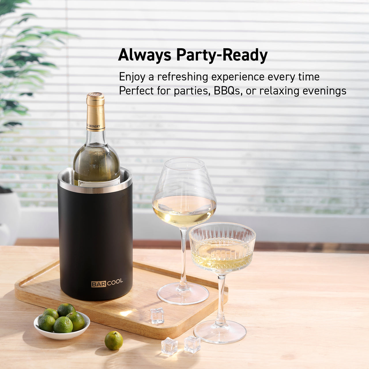 Barcool Wine Cooler Sleeve Black Stainless Steel