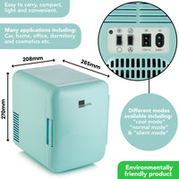 Thumbnail for Barcool Cosmo 4 litre mint mini fridge dimensions infographic