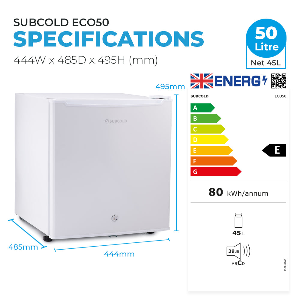 Subcold Eco50 Mini Fridge - White | Refurbished