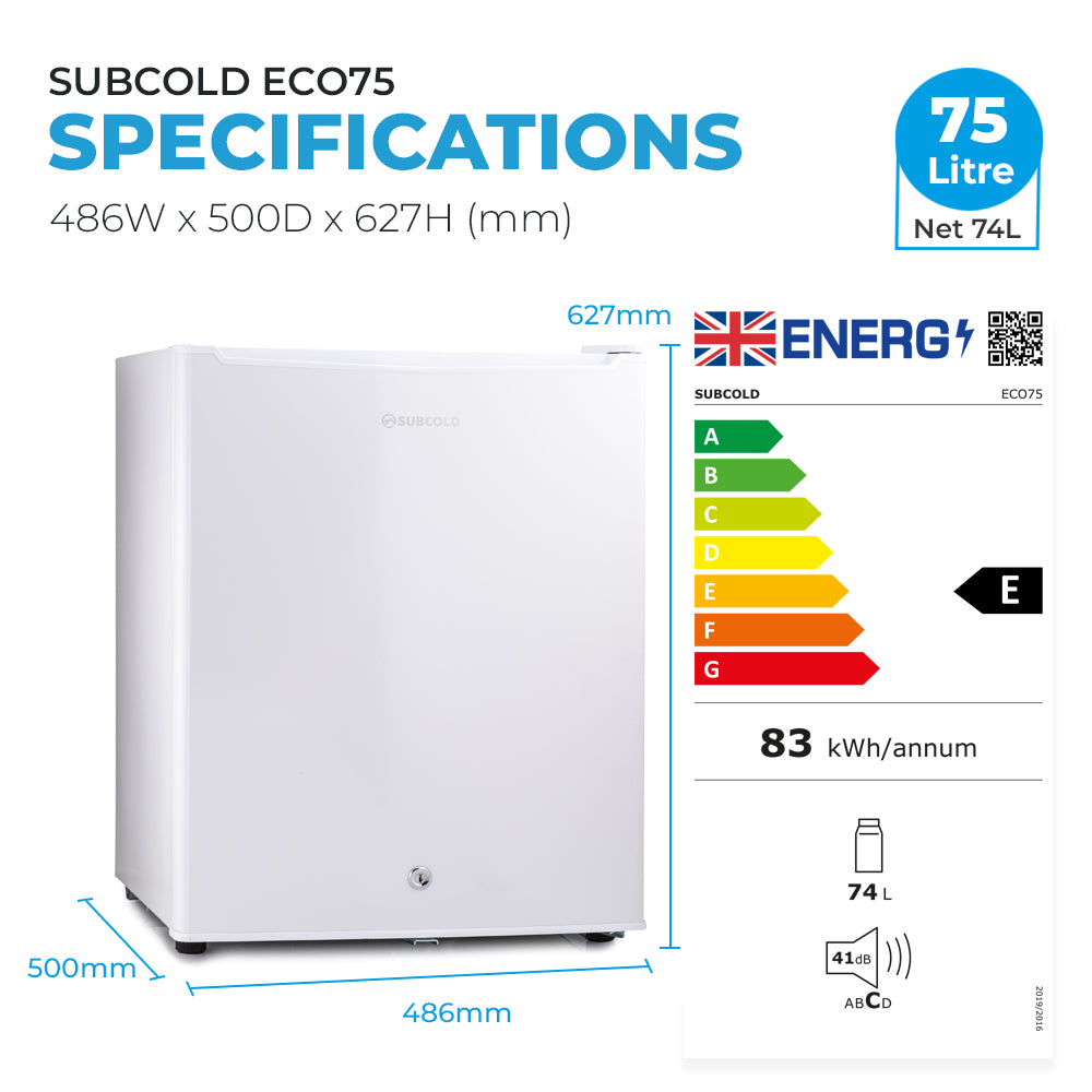 Subcold Eco75 Table Top Fridge - White | Refurbished