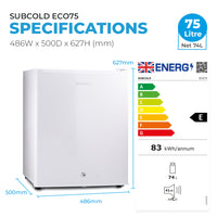 Thumbnail for Subcold Eco75 Table Top Fridge - White