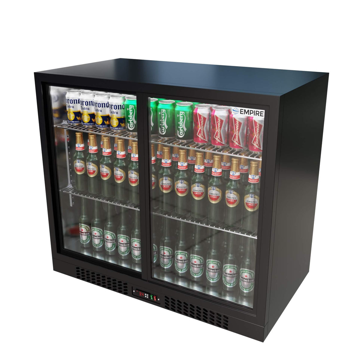 Empire Double Door Bottle Cooler – A Energy Rated Low 835mm Height Sliding Door Commercial Back Bar Fridge | CL-210SC