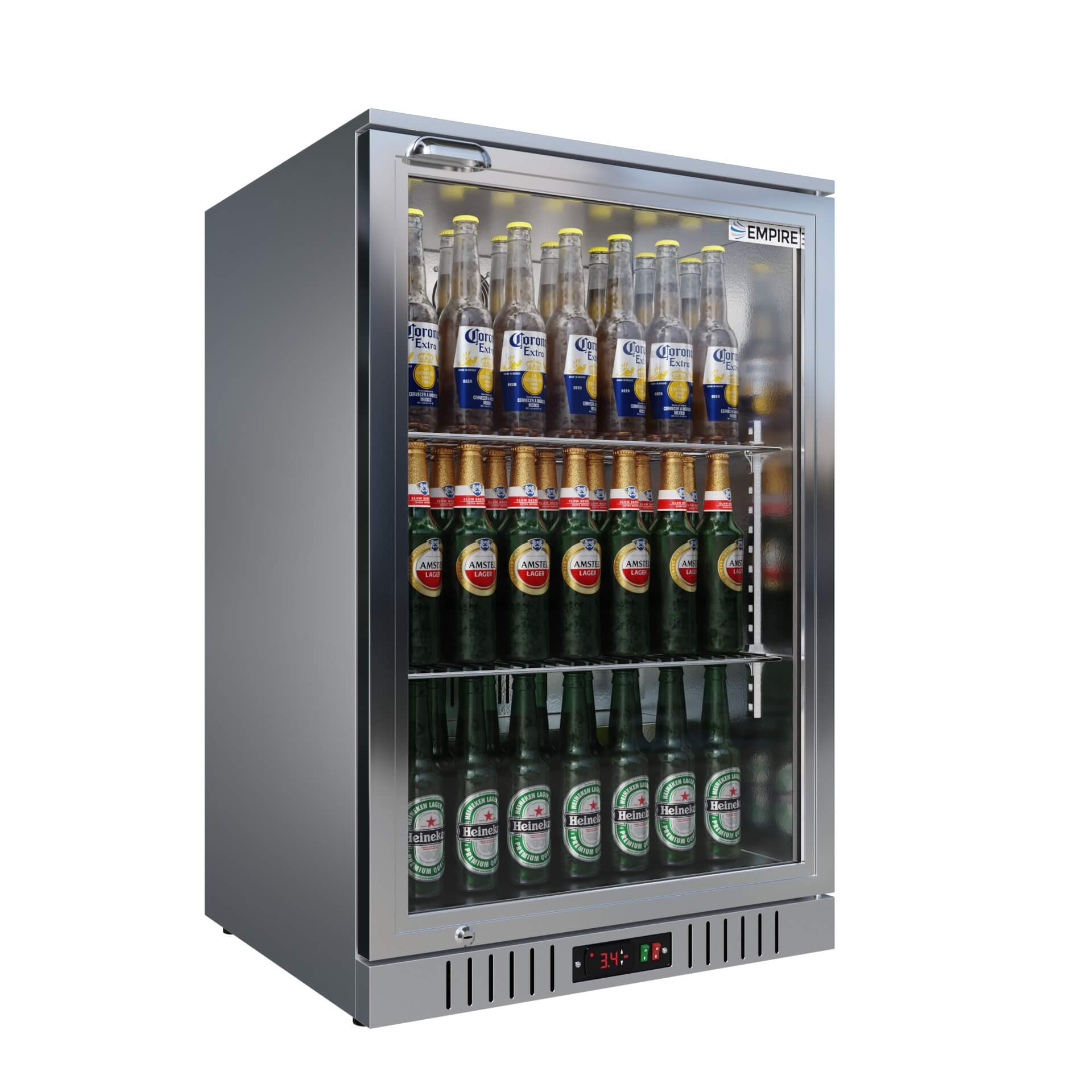 Empire Single Door 138L Stainless Steel Bottle Cooler – A Energy Rated Commercial Back Bar Fridge | CL-130H-S