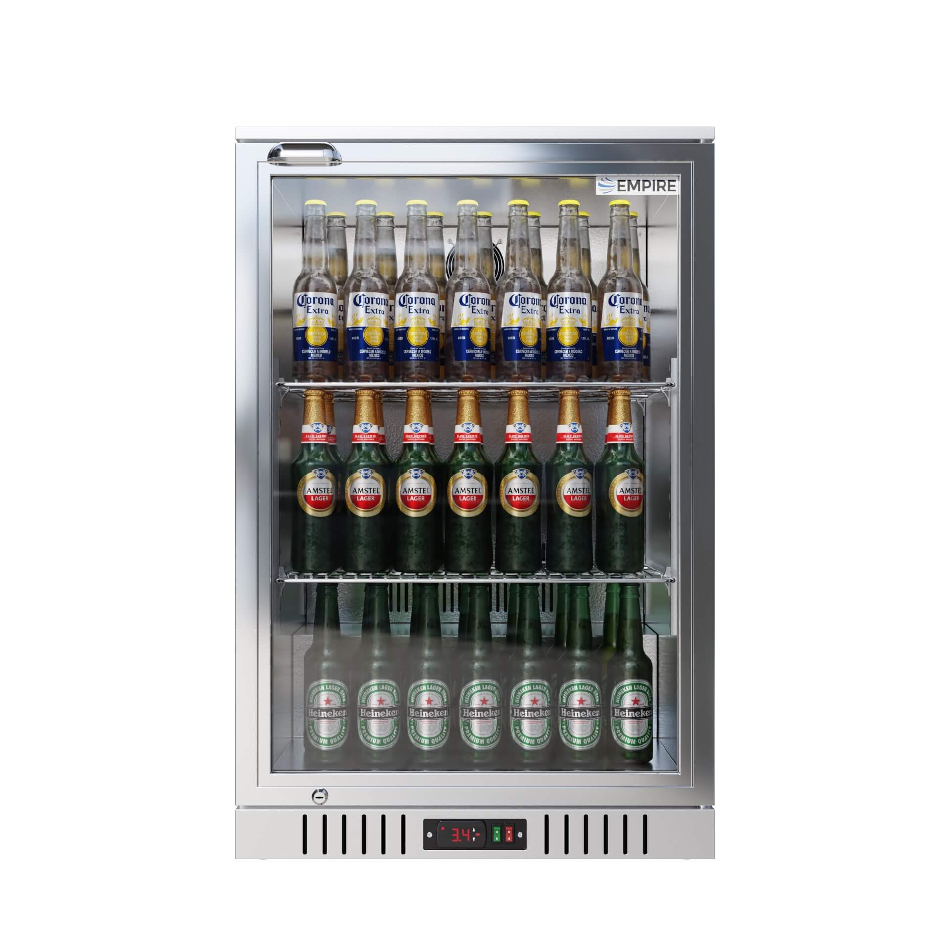 Empire Single Door 138L Stainless Steel Bottle Cooler – A Energy Rated Commercial Back Bar Fridge | CL-130H-S