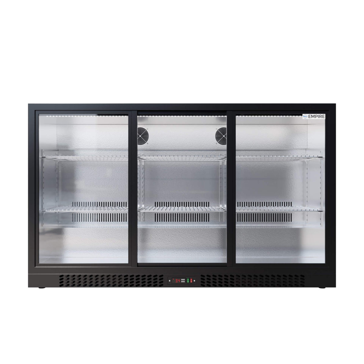 Empire Triple Door Bottle Cooler – B Energy Rated Low 835mm Height Sliding Door Commercial Back Bar Fridge | CL-320SC