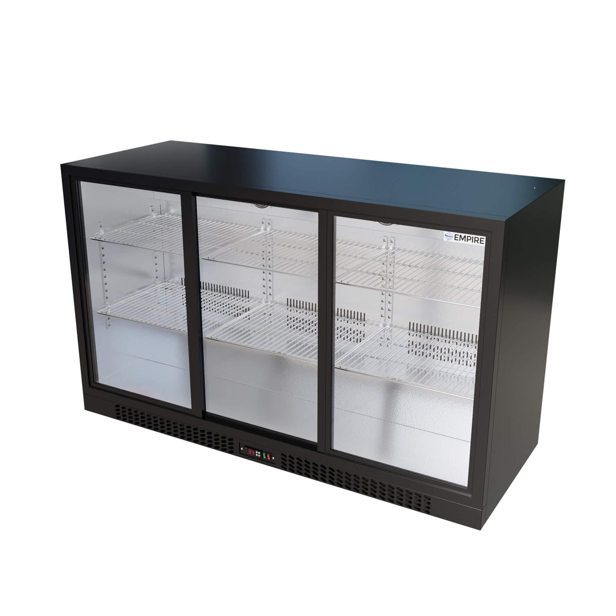 Empire Triple Door Bottle Cooler – B Energy Rated Low 835mm Height Sliding Door Commercial Back Bar Fridge | CL-320SC