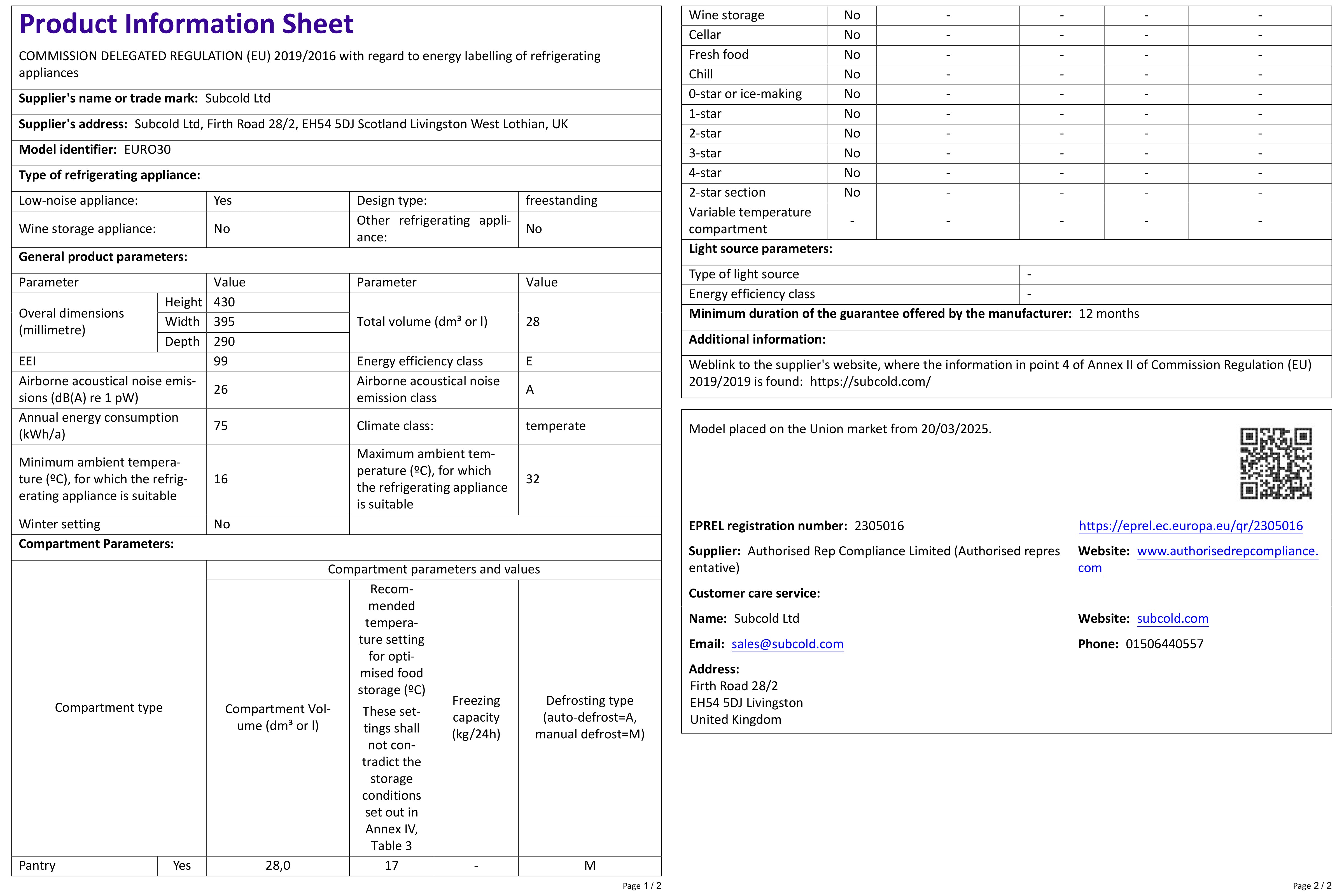 Subcold Euro30 Thermoelectric Cool Box