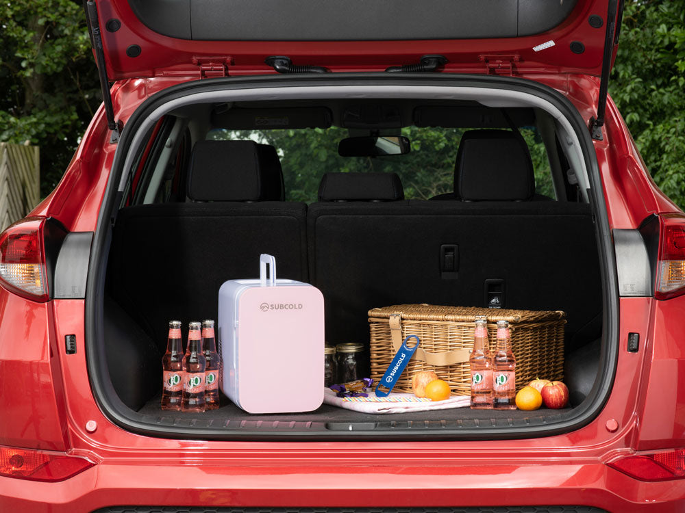 Subcold Ultra pink 6L portable mini fridge in car