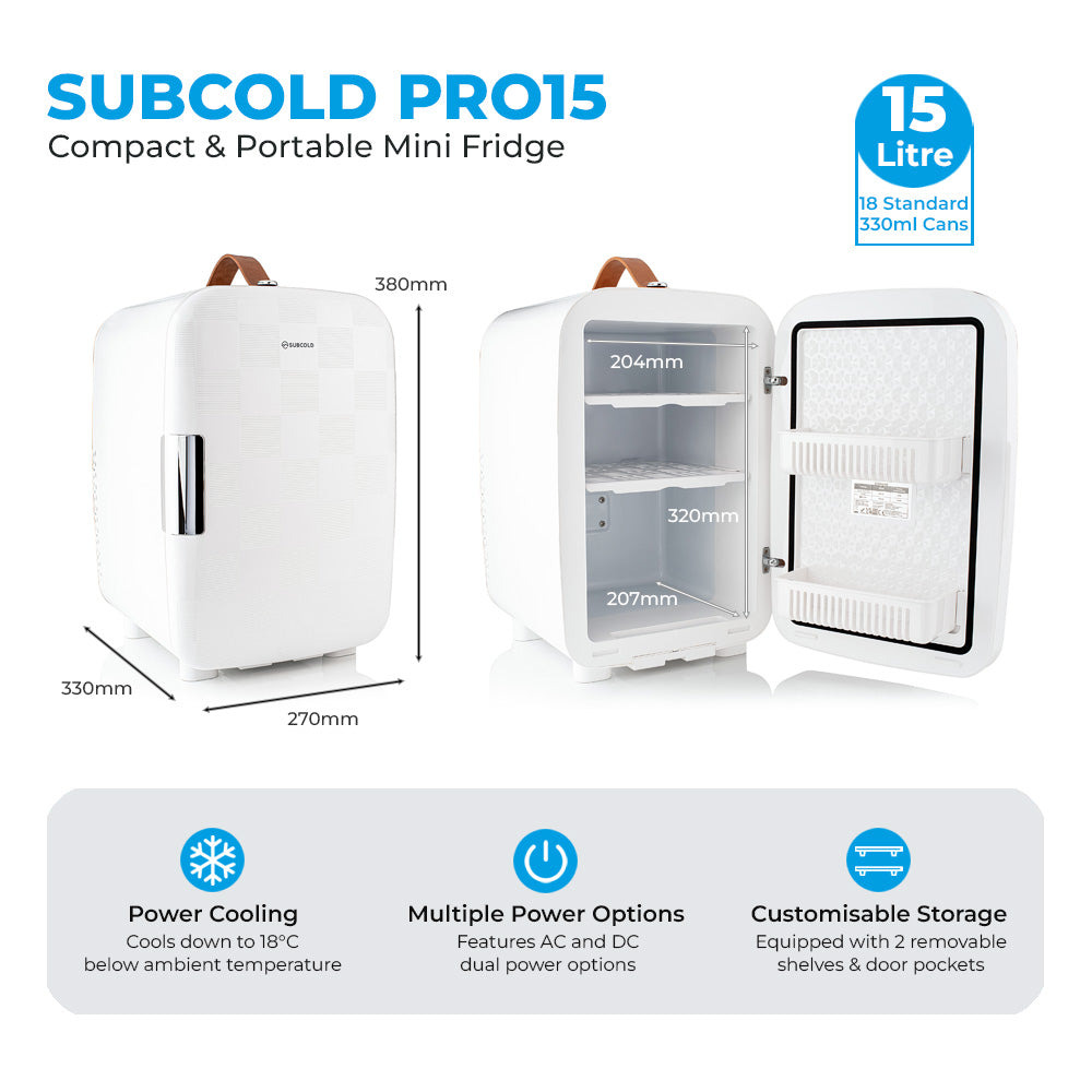 Pro 15L Mini Fridge - Cheq White | Refurbished – image 4