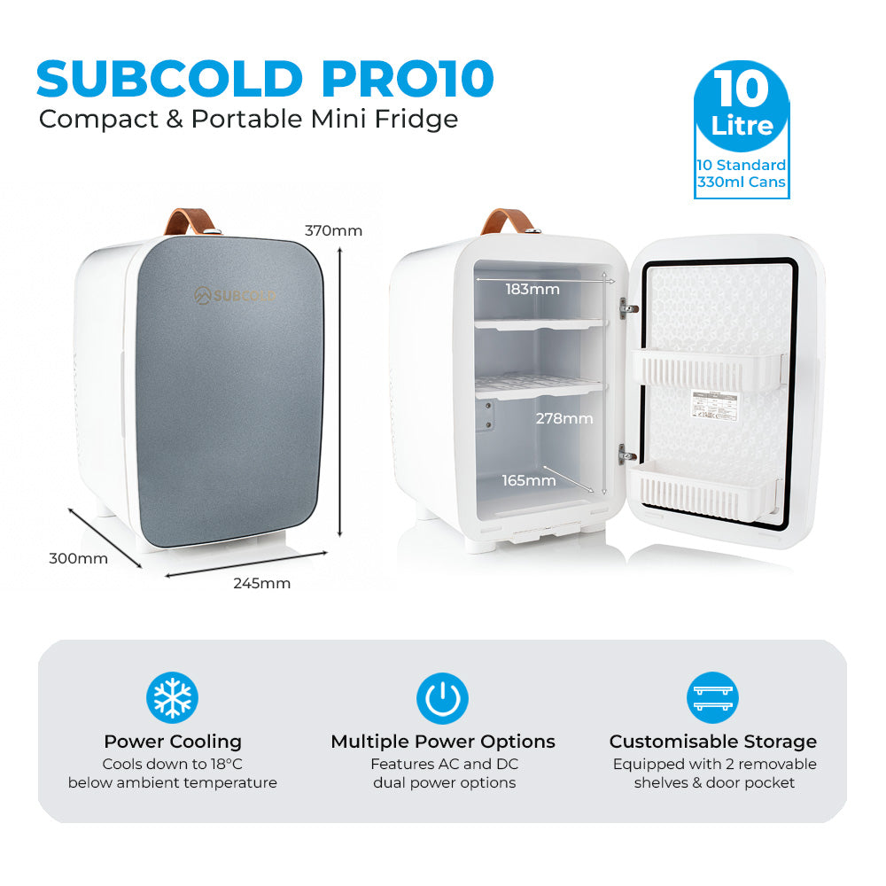 Pro 10L Mini Fridge - Grey | Refurbished
