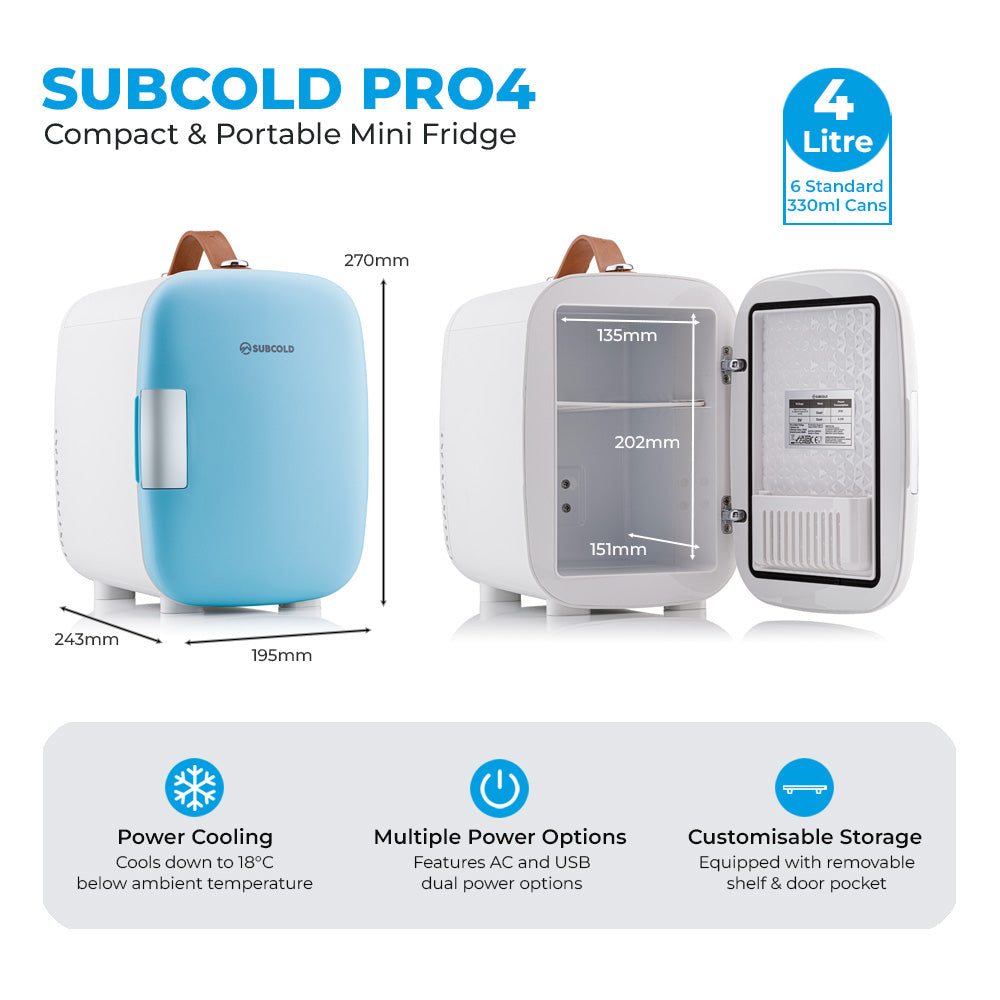 Pro 4L Mini Fridge - Blue | Refurbished