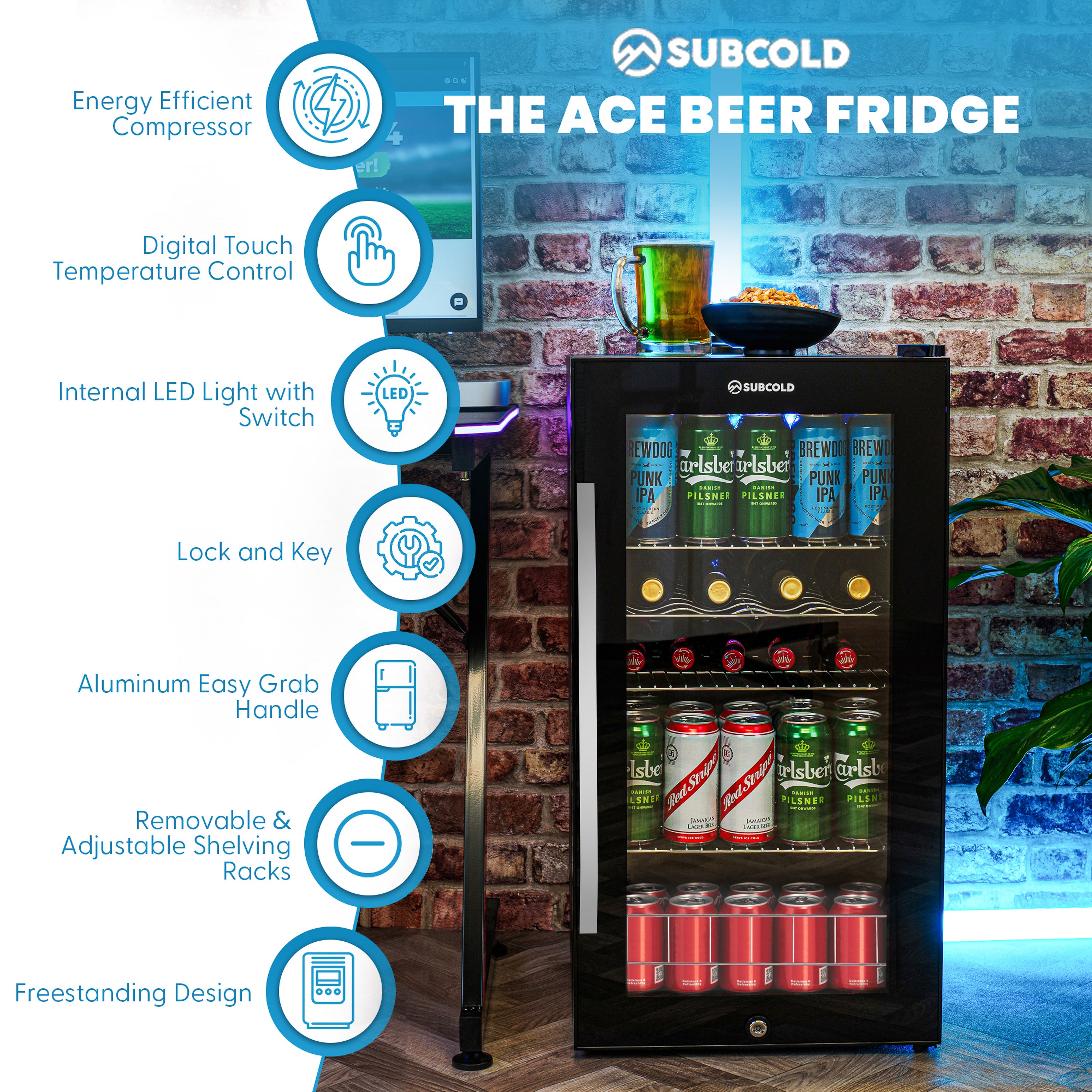 Subcold Ace90 LED Touch Control Beer Fridge