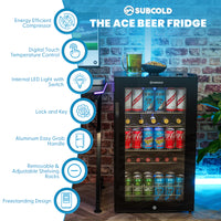 Thumbnail for Subcold Ace 100 LED Touch Control Beer Fridge - Black