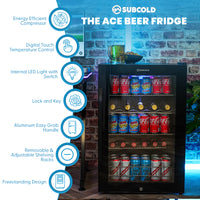 Thumbnail for Subcold Ace 130 LED Touch Control Beer Fridge - Black