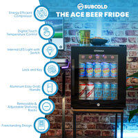 Thumbnail for Subcold Ace 50 LED Touch Control Beer Fridge - Black