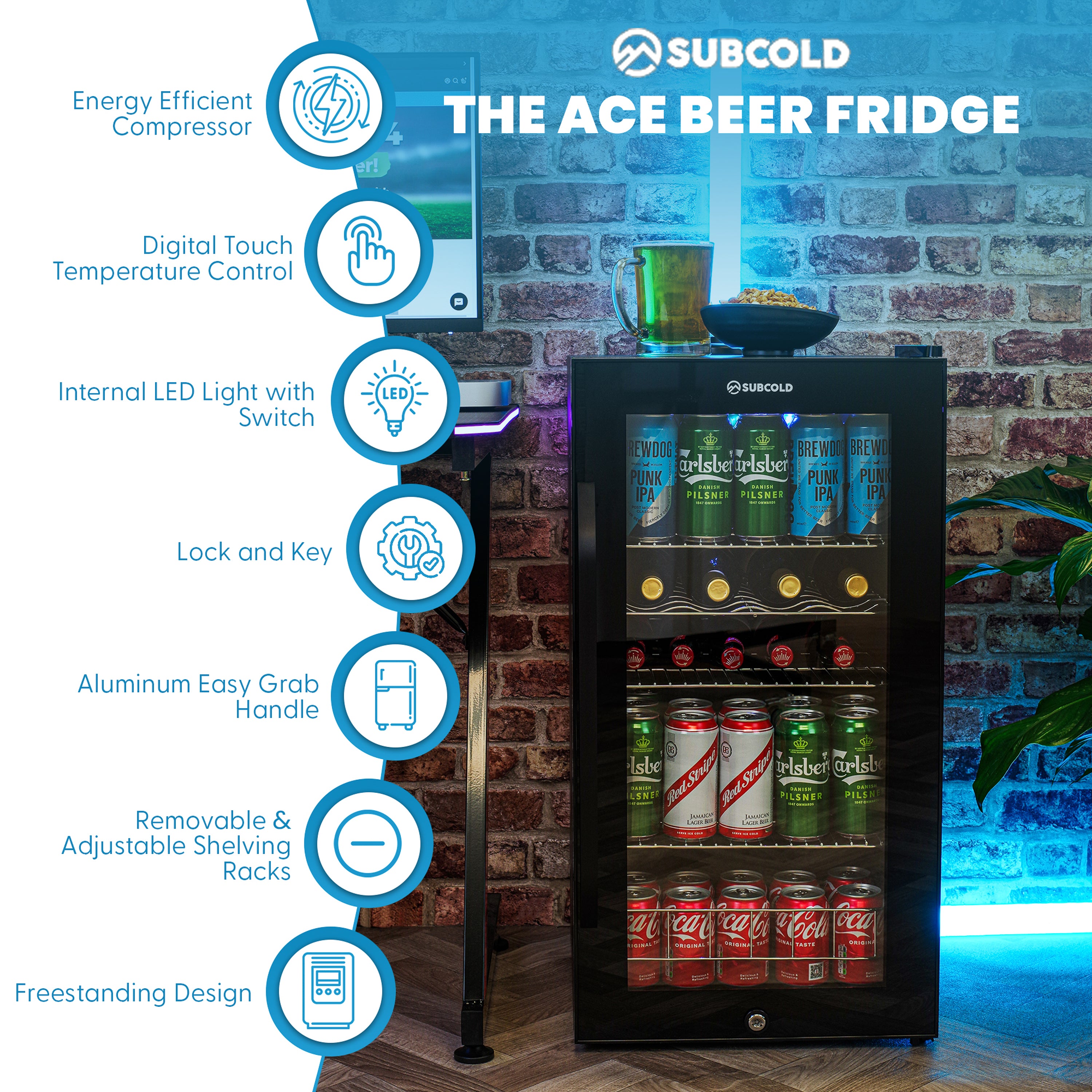 Subcold Ace 90 LED Touch Control Beer Fridge - Black | Refurbished