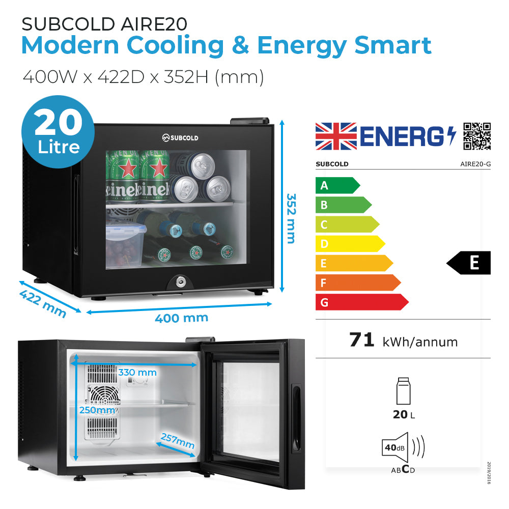 Subcold Aire20-G LED Mini Fridge - Black