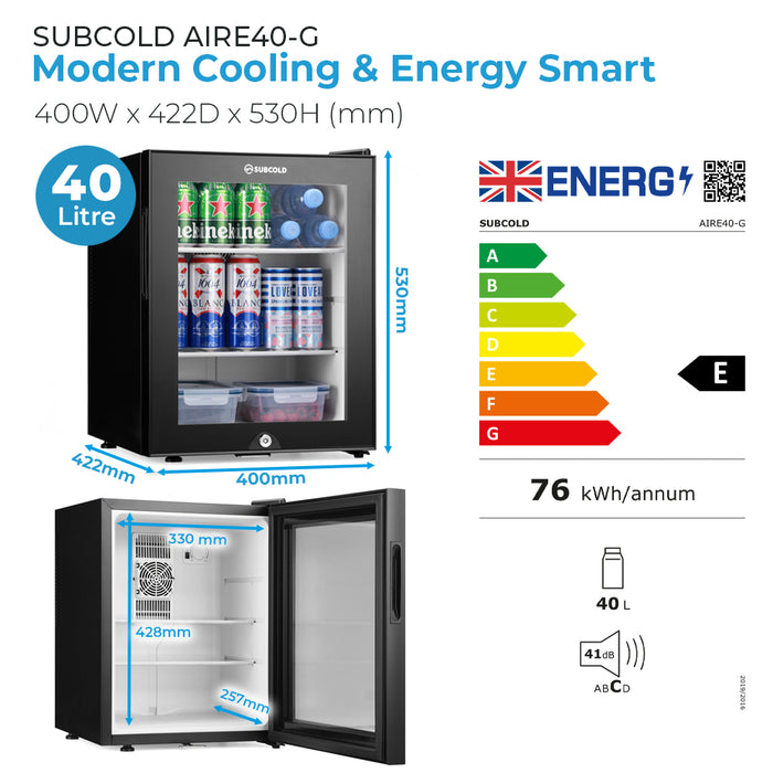 Subcold Aire40-G LED Tabletop Mini Fridge - Black