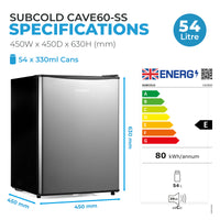 Thumbnail for Subcold Cave60 Stainless Steel Beer Fridge