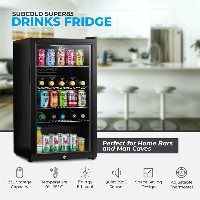 Beer Fridge | 85 Litre Glass Door Fridge | Subcold Mini Fridges