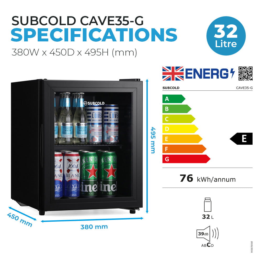Subcold Cave35-G Glass Door Beer Fridge