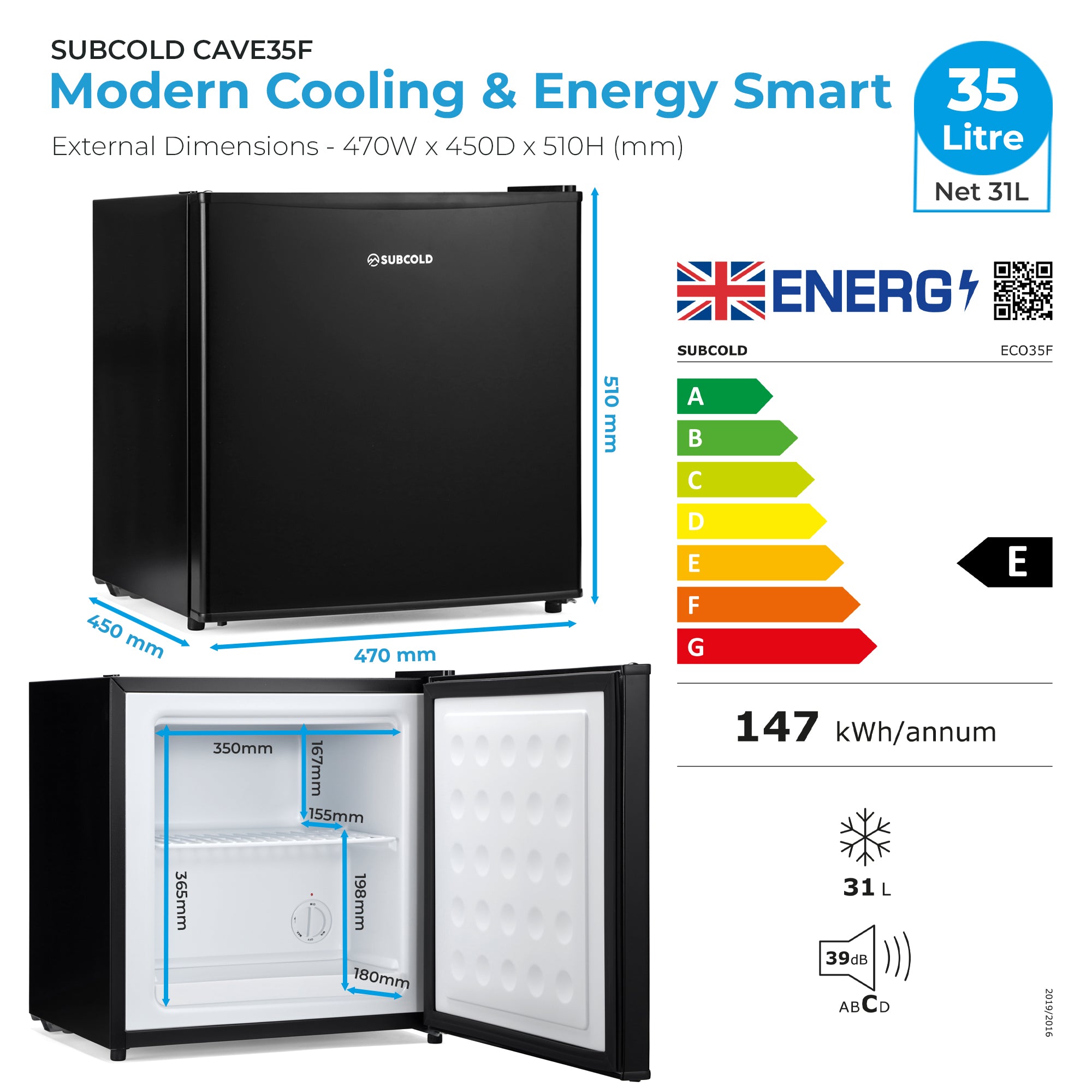 Subcold Eco35F Mini Freezer - Black