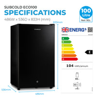 Thumbnail for Subcold Eco100 LED Under Counter Fridge - Black | Refurbished