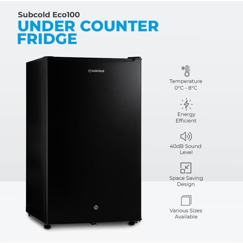 Subcold Eco100 LED Under Counter Fridge - Black | Refurbished