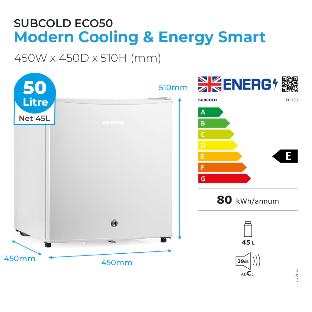 Subcold Eco50 Mini Fridge - White | Refurbished