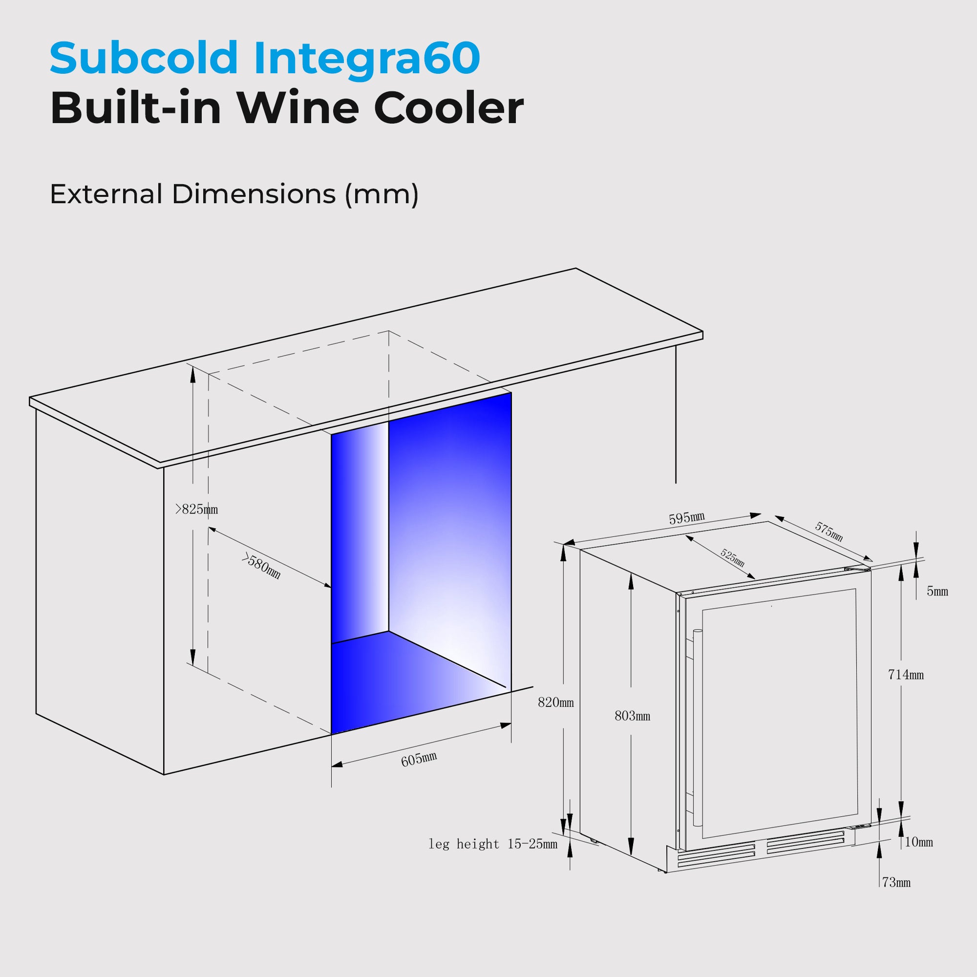 Subcold Integra60 Integrated 2 in 1 Drinks & Wine Cooler