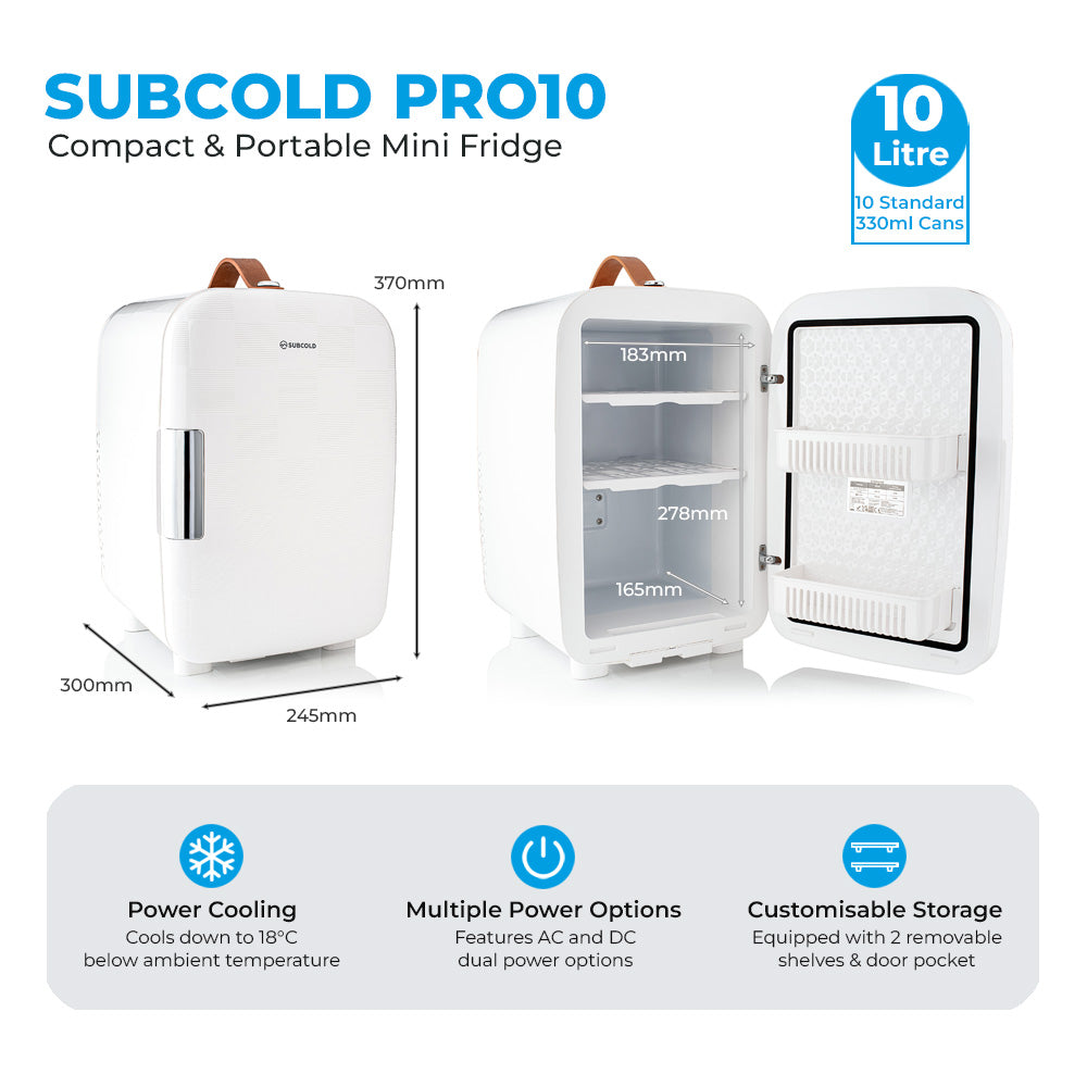 Pro 10L Mini Fridge - Cheq White | Refurbished