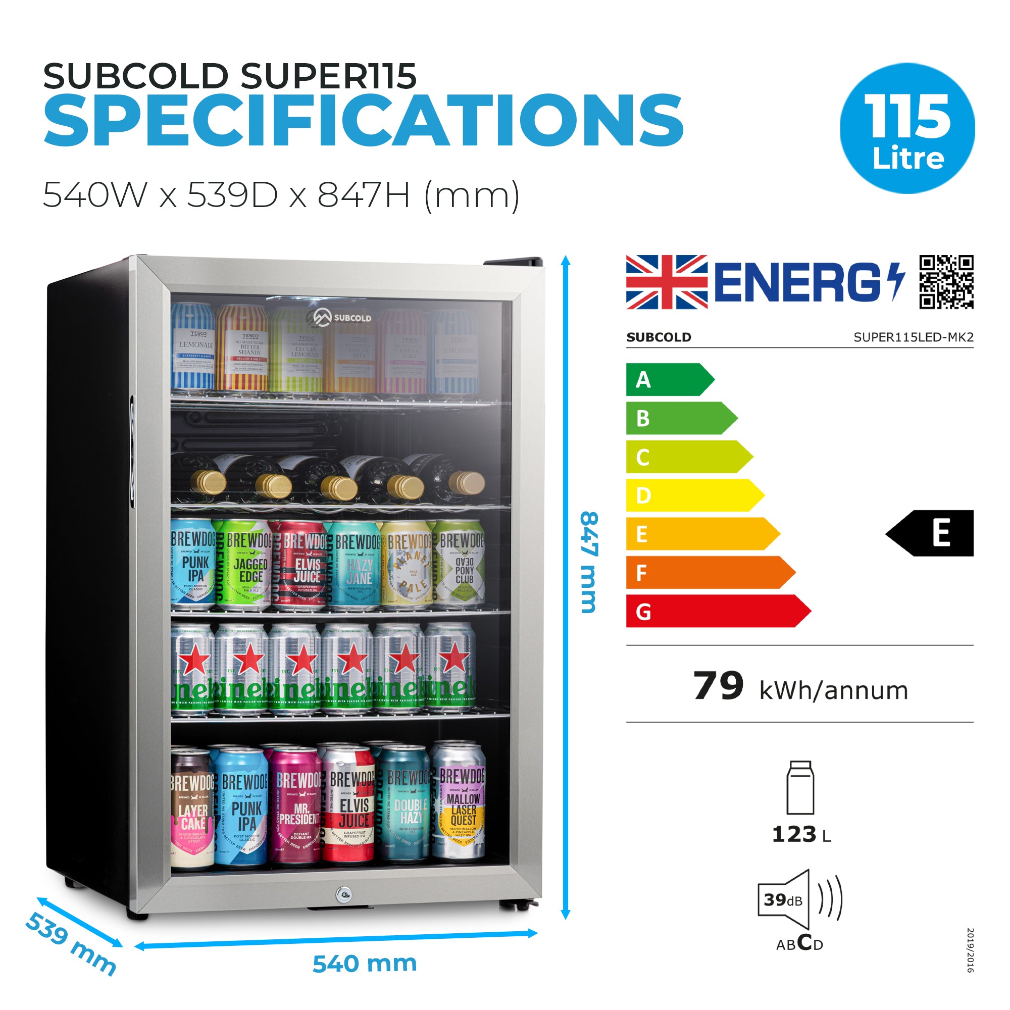 Subcold Super 115 LED Beer Fridge - Stainless Steel | Refurbished