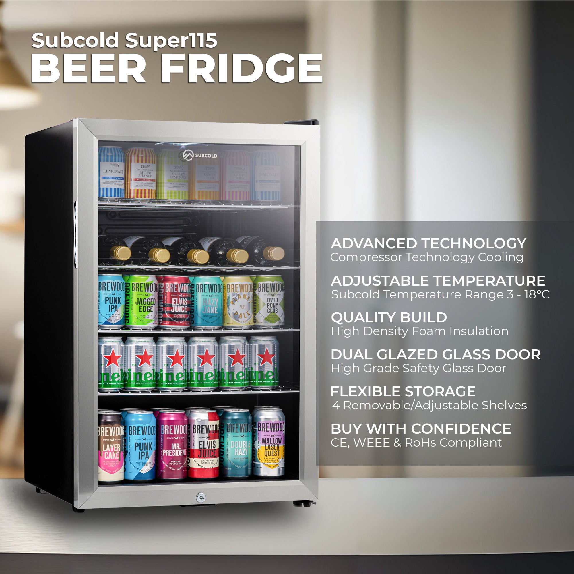 Subcold Super 115 LED Beer Fridge - Stainless Steel | Refurbished
