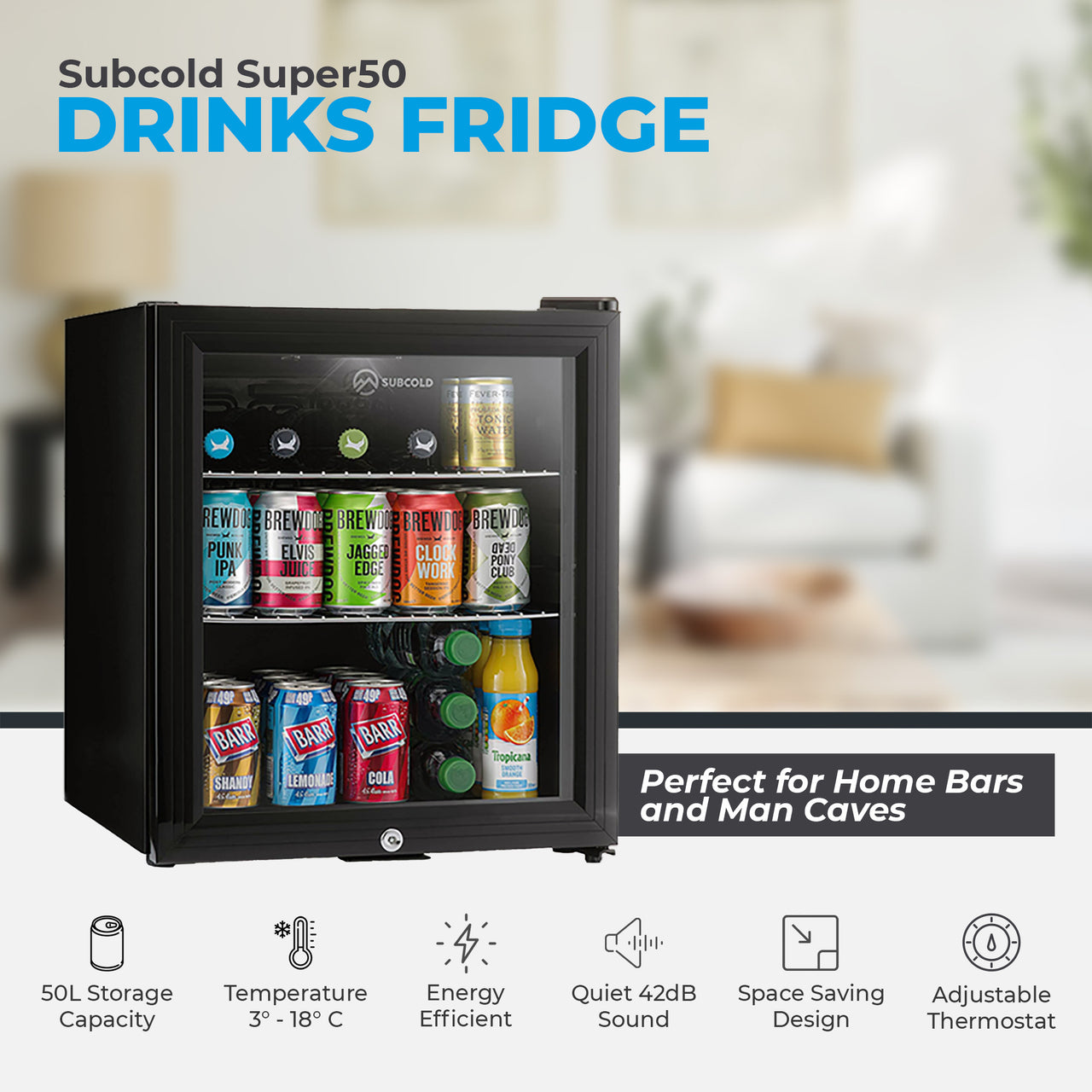 Subcold Super 50 LED Beer Fridge - Black