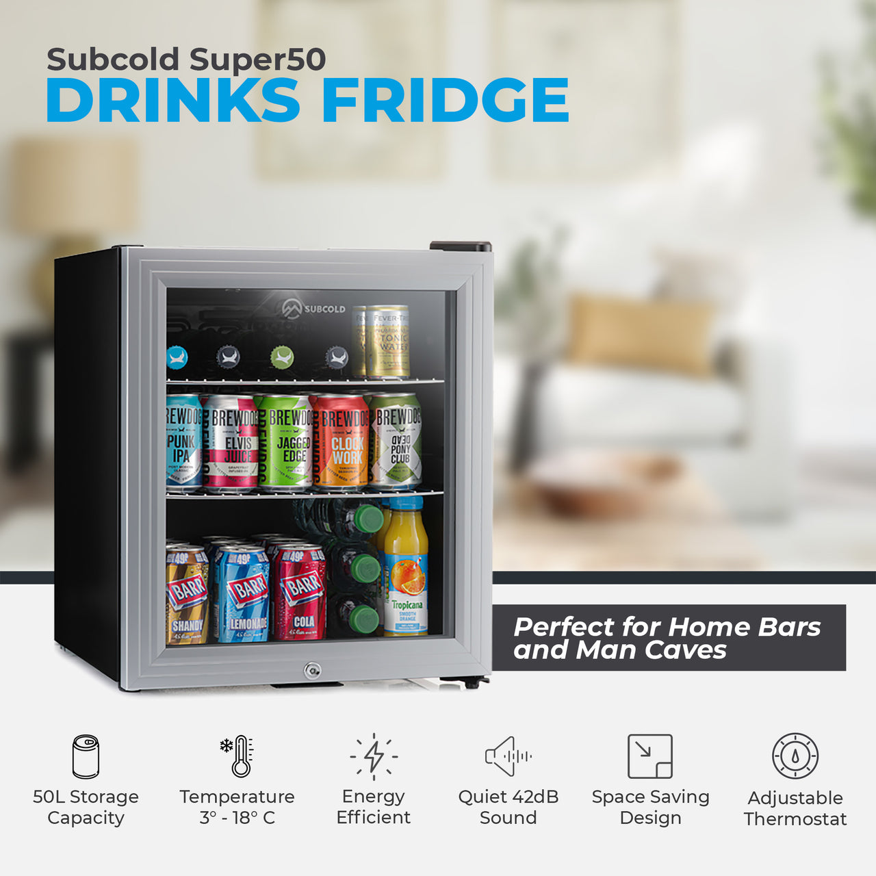 Subcold Super 50 LED Beer Fridge - Silver