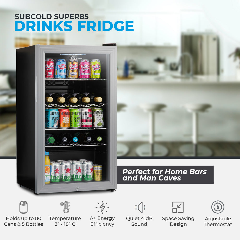 Subcold Super 85 LED Beer Fridge - Silver | Refurbished