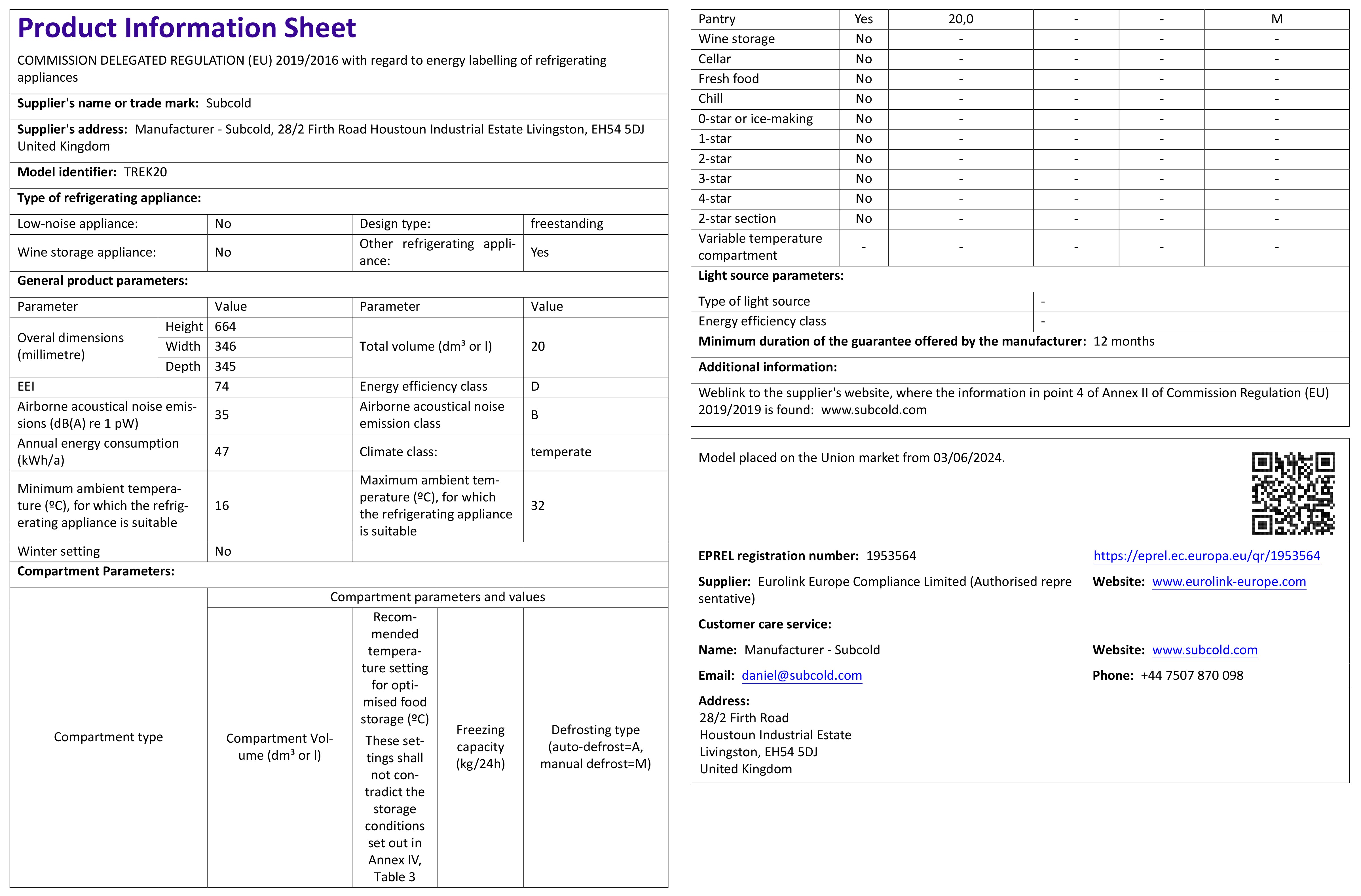 Subcold Trek20 Portable Car Fridge | Refurbished