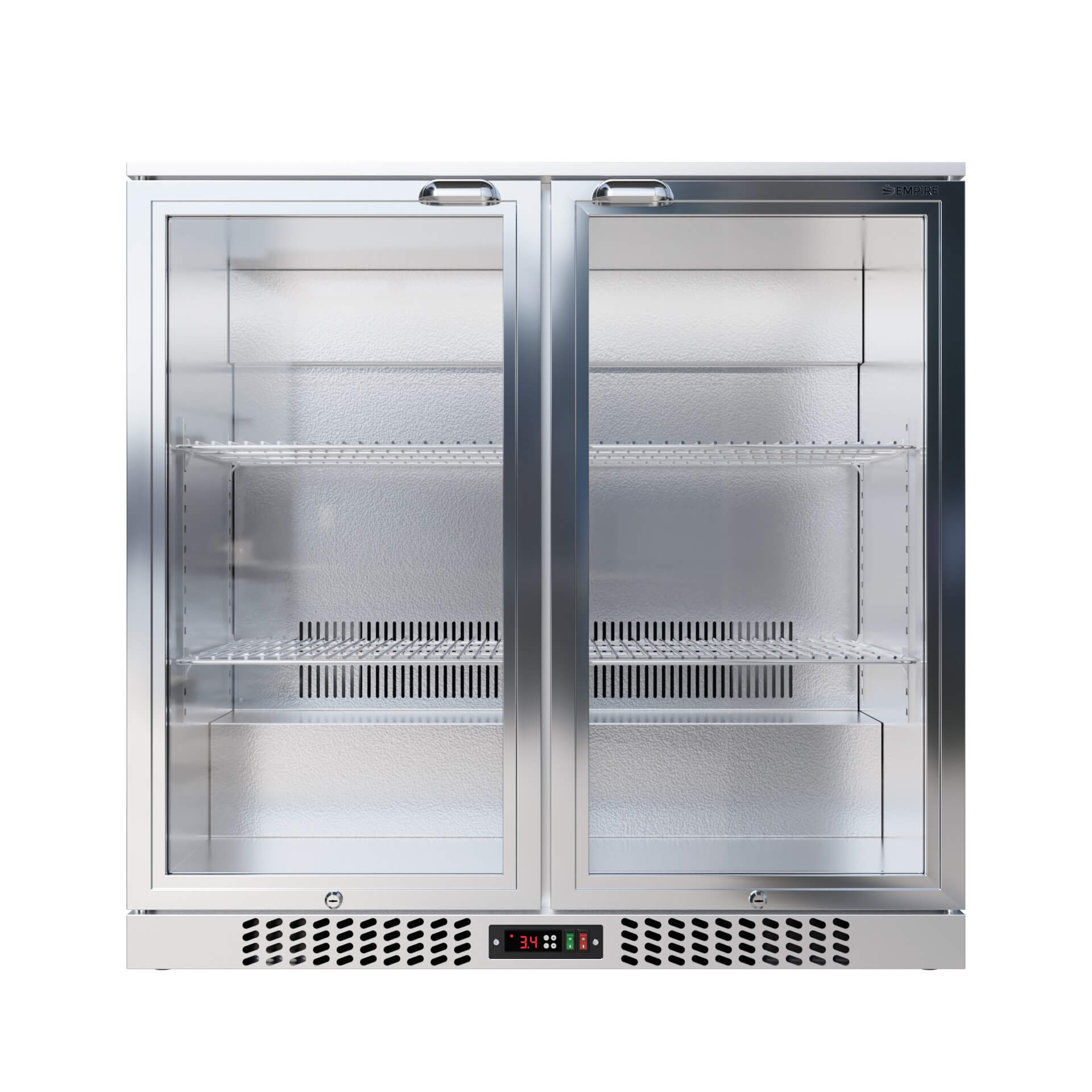 Empire Double Door 208L Stainless Steel Bottle Cooler – A Energy Rated Hinged Door Commercial Back Bar Fridge | CL-210H-S