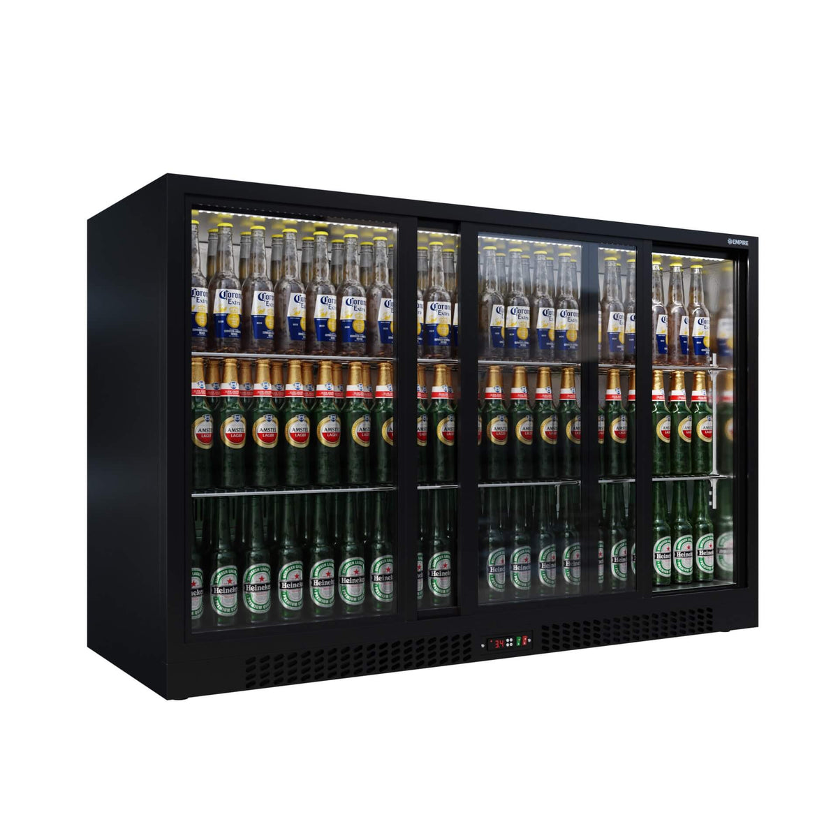 Empire Triple Door 330L Bottle Cooler – B Energy Rated Sliding Door Commercial Back Bar Fridge | CL-320S